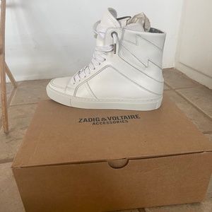 Zadig & Voltaire Size 38 or 8/8.5 White/Blanc High Top Sneakers